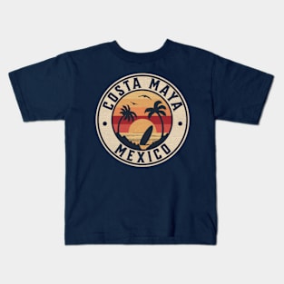 Costa Maya Mexico Vintage Sunset Beach Kids T-Shirt